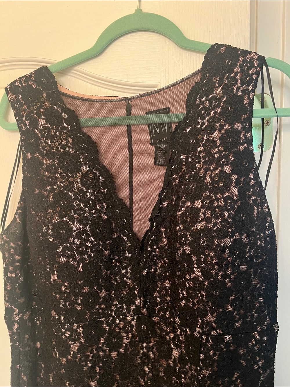 NW Dress with Black Lace Overlay and Blush Lining